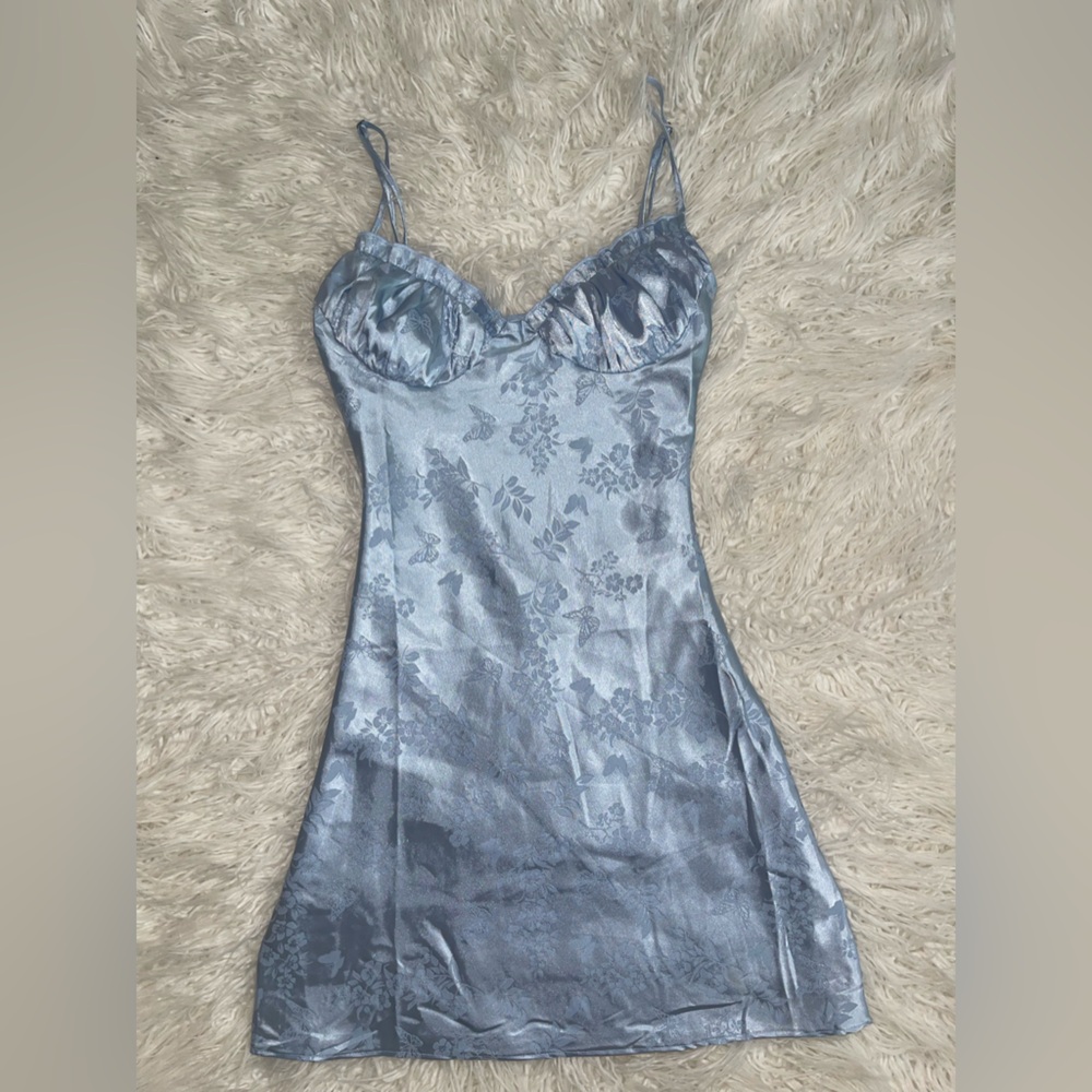 LA Hearts silk blue butterfly dress